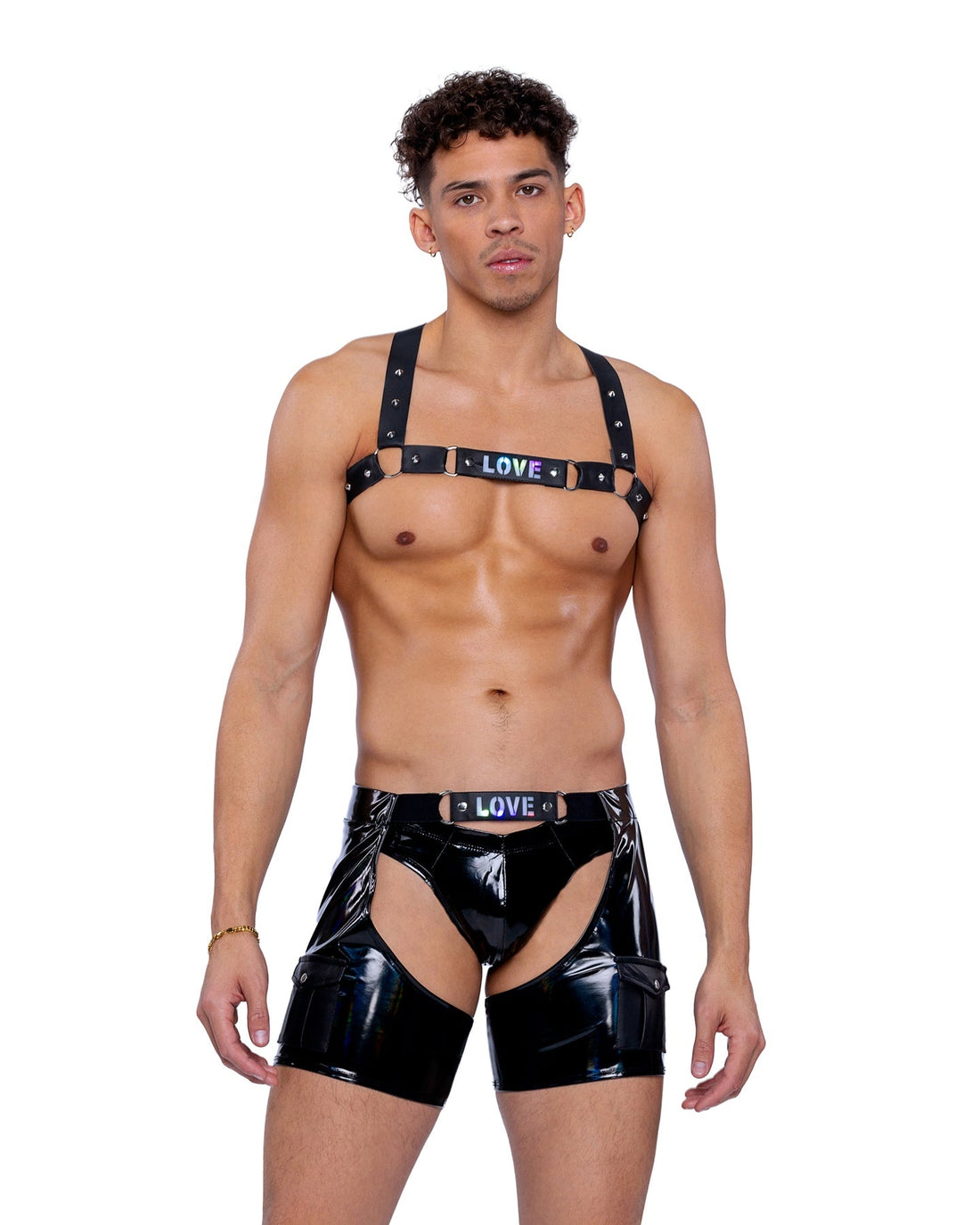 Pride Faux Leather Studded Harness