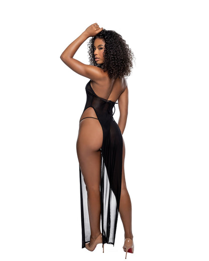 Long Mesh Gown with Slits
